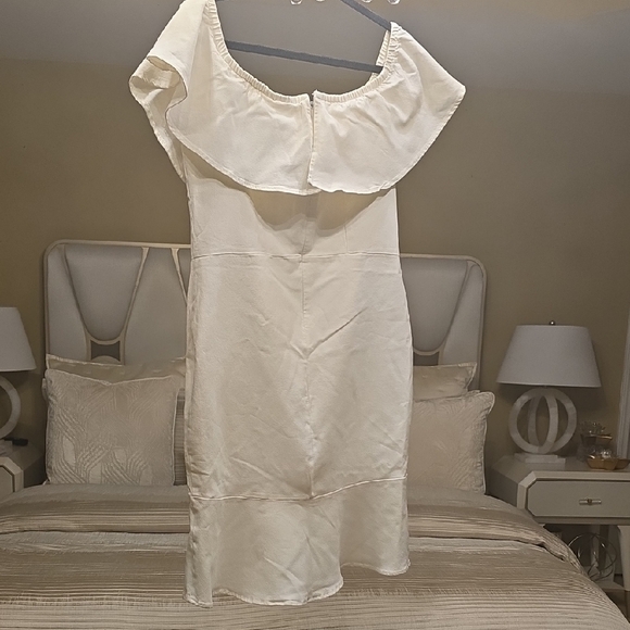 Ashley Stewart Cream Off-Shoulder Mini Dress - Picture 7 of 14